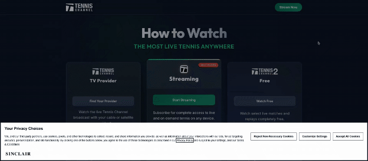 tennis.com How to Watch page