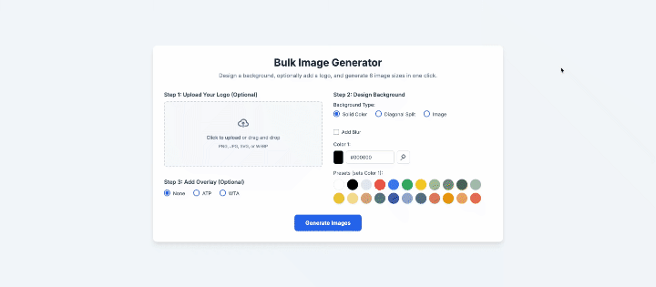 Bulk Image Generator producing multi-size artwork