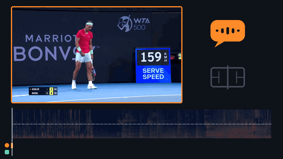 SpeakerNet: commentary timeline aligned with match video